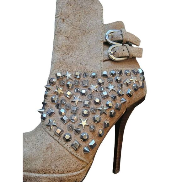 Jeffrey Campbell Ibiza Last Booties Women's 6.5 Tan Carnegie Studded Stilleto - Picture 2 of 6